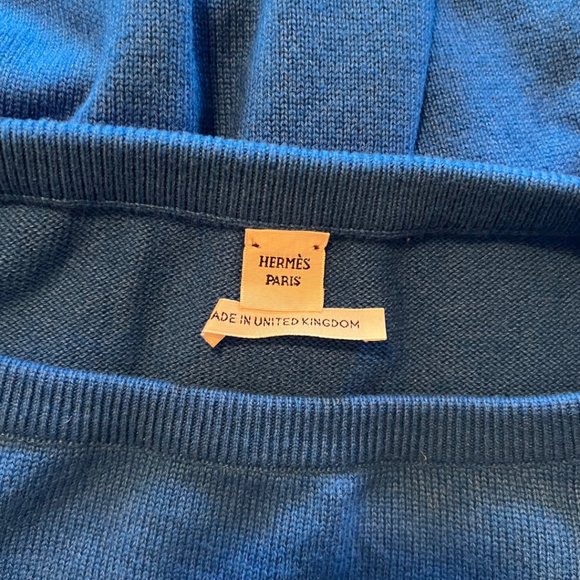 Hermes NWT 64% Cashmere 36% Cotton Womens Pullover Sweater EU Size 44 BLEU SMAL - Picture 9 of 11